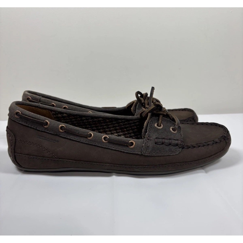 Sebago Womens 9M Bala Mahogany Taupe Shoes Leather Loafers Ballet Flats Comfort